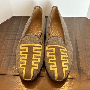 Stubbs & Wootton Brown Loafers with Yellow Detailing
